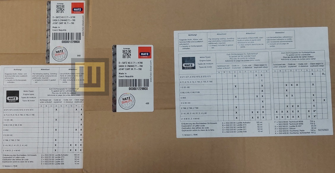 Komplet uszczelek korpusu HATZ 75-780 01229800